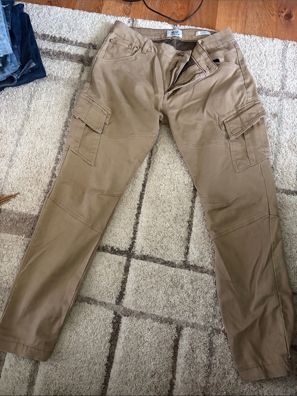 Twice Men's Cargo Pants in Tan with Utility Pockets